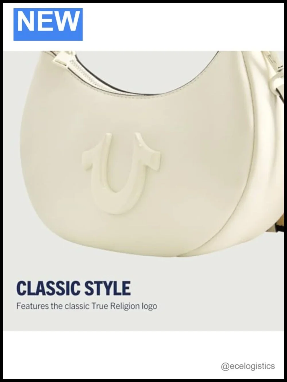 Crescent Hobo Handbag with Adjustable Strap and Horseshoe Logo